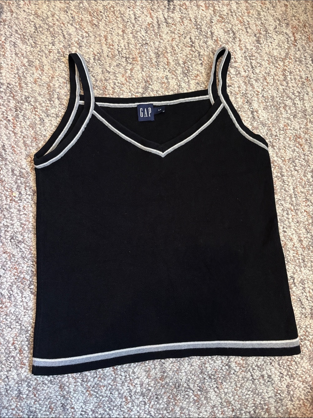 GAP Black Tank Vest Top with Gray Contrast Trim